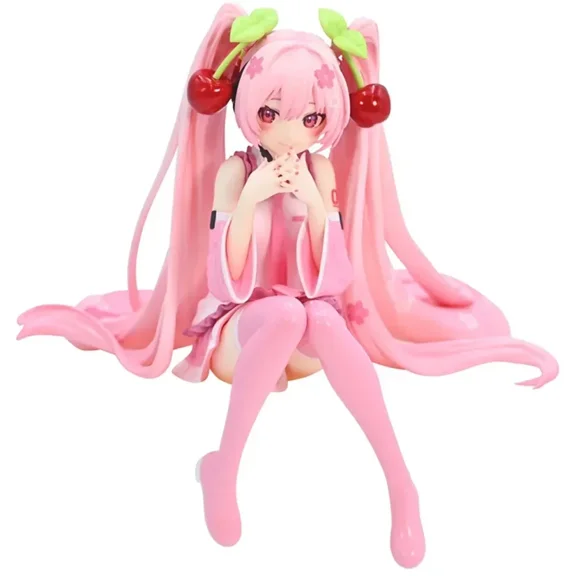 New Hatsune Miku Anime figure Pink dress PVC model action toys Cherry pink cherry blossom decoration collect gifts*****