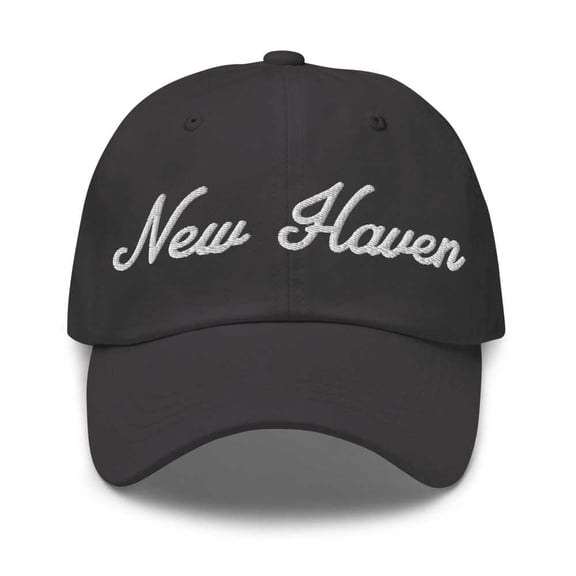 New Haven Baseball Cap New Haven Dad Hat Bold Script Ohio OH Hat Embroidered Souvenir Gift Dark Grey