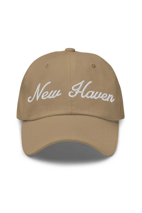 New Haven Baseball Cap New Haven Dad Hat Bold Script Ohio OH Hat Embroidered Souvenir Gift Khaki
