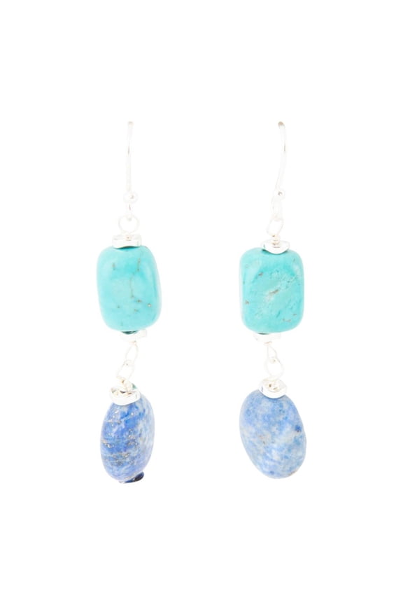 New Haven Blue Lapis and Magnesite Sterling Silver Drop Earrings