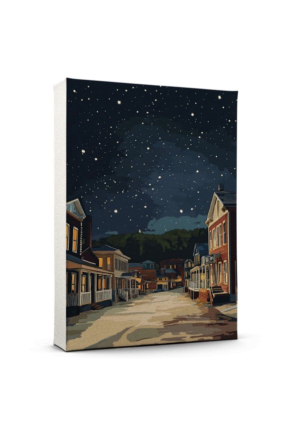 New Haven Travel Canvas Art Print, Connecticut Wall Canvas Starry Night, New Haven Canvas Painting decorConnecticut Travel Picture -97AZ949