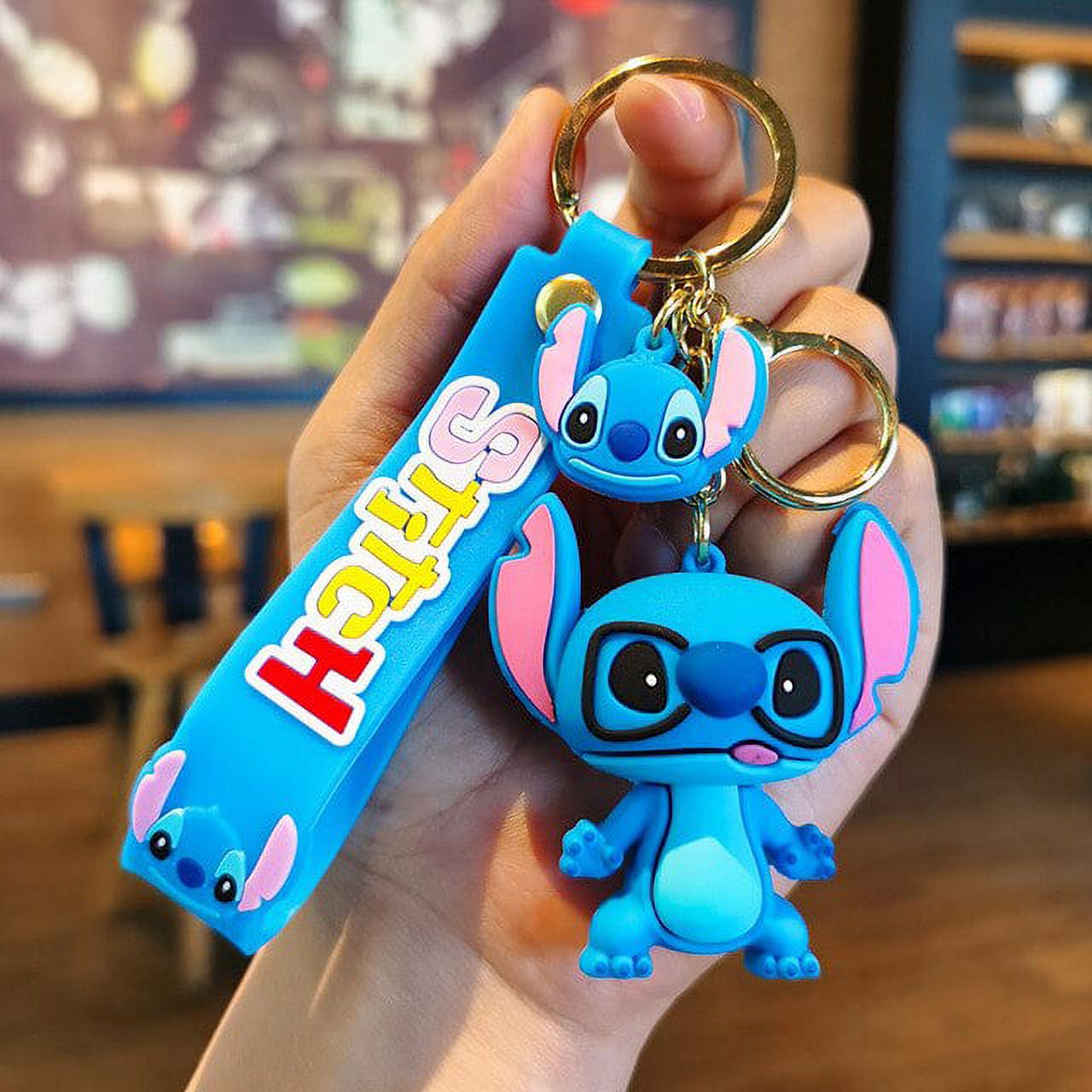 New Hawaii Stitch Keychains Disney Ilaveros Car Key Handbag Accessories  Lilo Stitches Pink Angel Anime Keyring Christmas Gift 