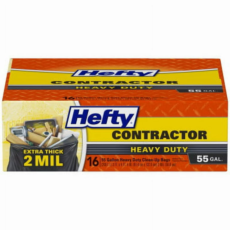 Hefty Gray Clean Up Contractor Bag, 55 gal