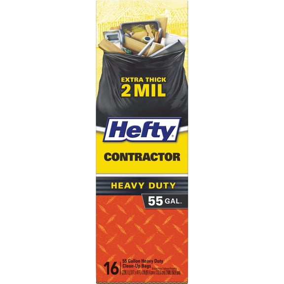 New Hefty E25516 Heavy Duty Contractor Bag, 55 Gallon, 16 Count
