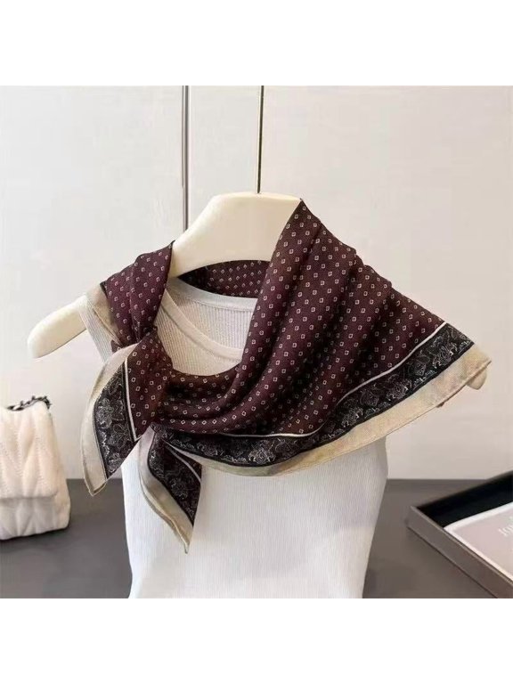 New Herringbone Pattern Paisley Scarf Color Block Square Scarf Artistic Retro Small Square Scarf Decorative Neck Scarf Breathable Neck Scarf
