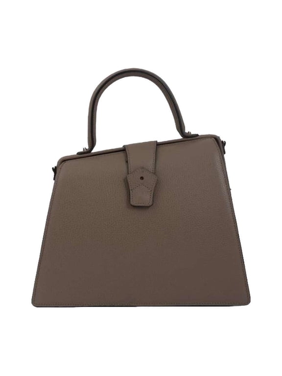 New Hester van Eeghen Women's Klipper Diagonal Taupe Grey Leather Shoulder Handbag