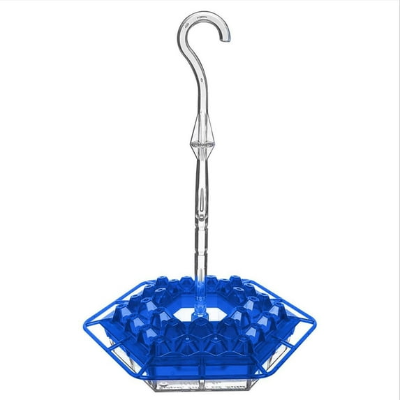 New Hexagonal Hummingbird Water Dispenser Hummingbird Feeder Hanging Flower Bird Feeder, Water Pipe Feeding (Blue)
