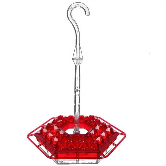 New Hexagonal Hummingbird Water Dispenser Hummingbird Feeder Hanging Flower Bird Feeder, Water Pipe Feeding (Red)