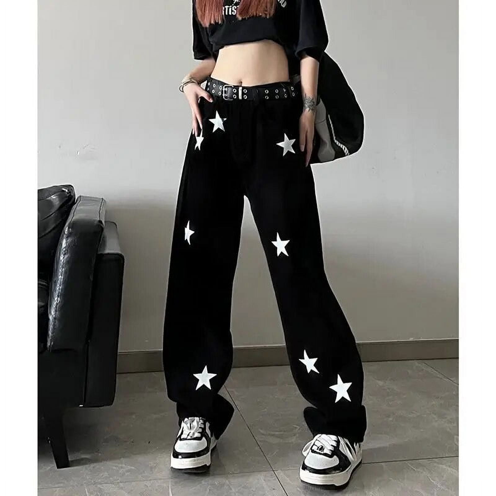 New High Street Star Print White Black Jeans Women's Denim