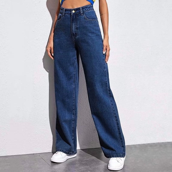 New High Waist Straight Leg Jeans Women'S 2025 Trendy Denim Pants Tummy Control Comfort Stretch Washed Casual Vintage Jeans For Women Trendy