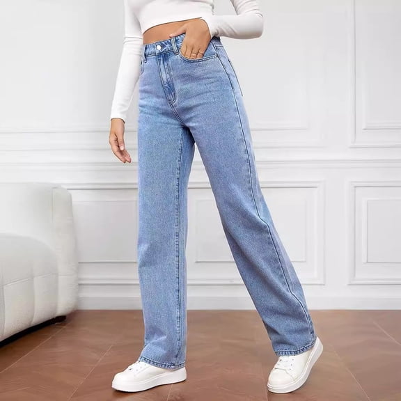 New High Waist Straight Leg Jeans Women'S 2025 Trendy Denim Pants Tummy Control Comfort Stretch Washed Casual Vintage Jeans For Women Trendy