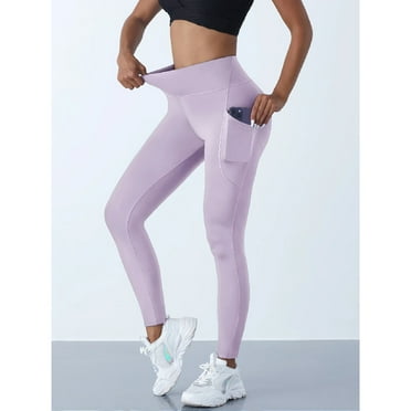 New High Waist Women's Leggings Stretch Yoga Pants Tights With Pockets Push Up Fitness Running Sportswear Solid Color Pants
