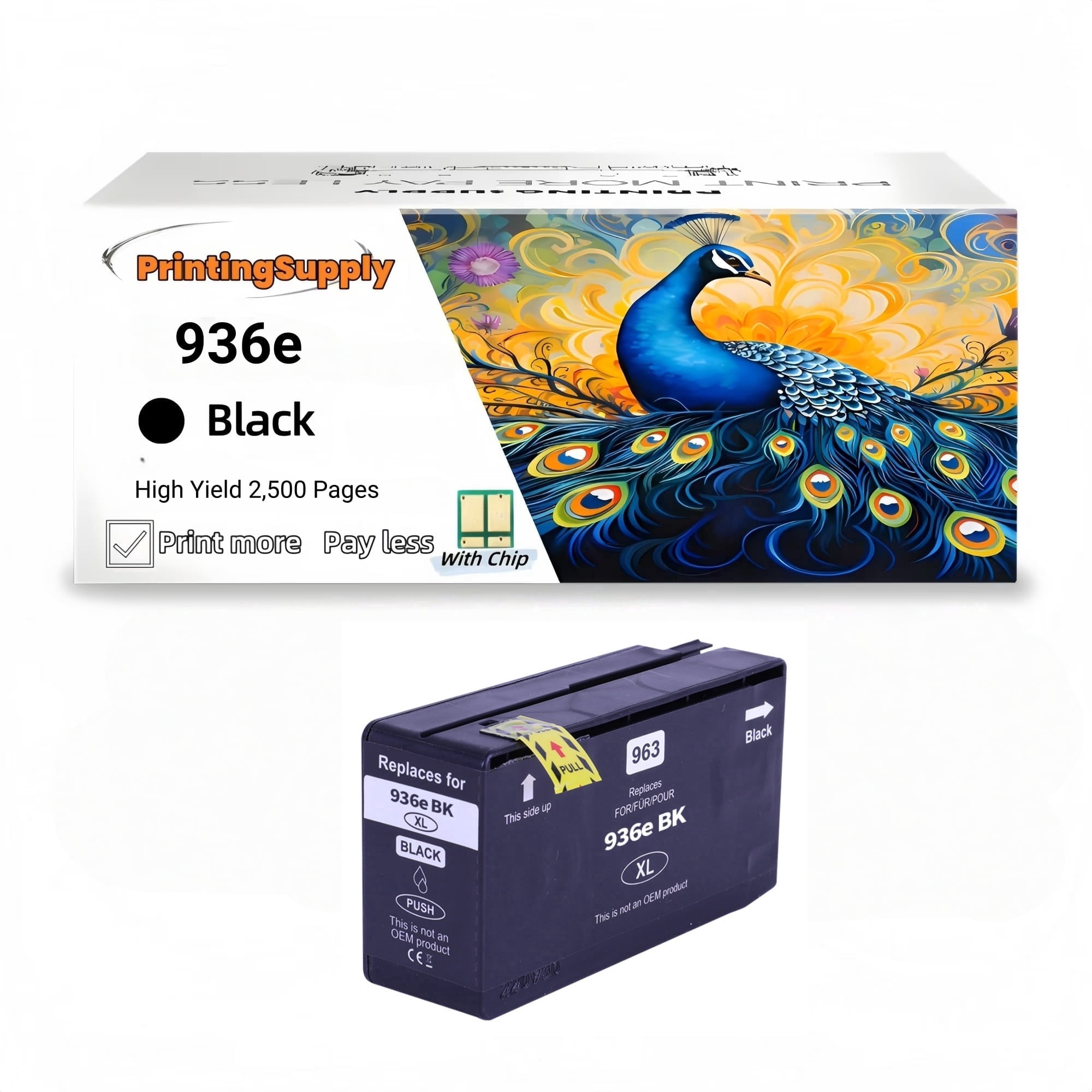 New High Yield Black Ink Cartridge for 936e BK Compatible to OfficeJet ...