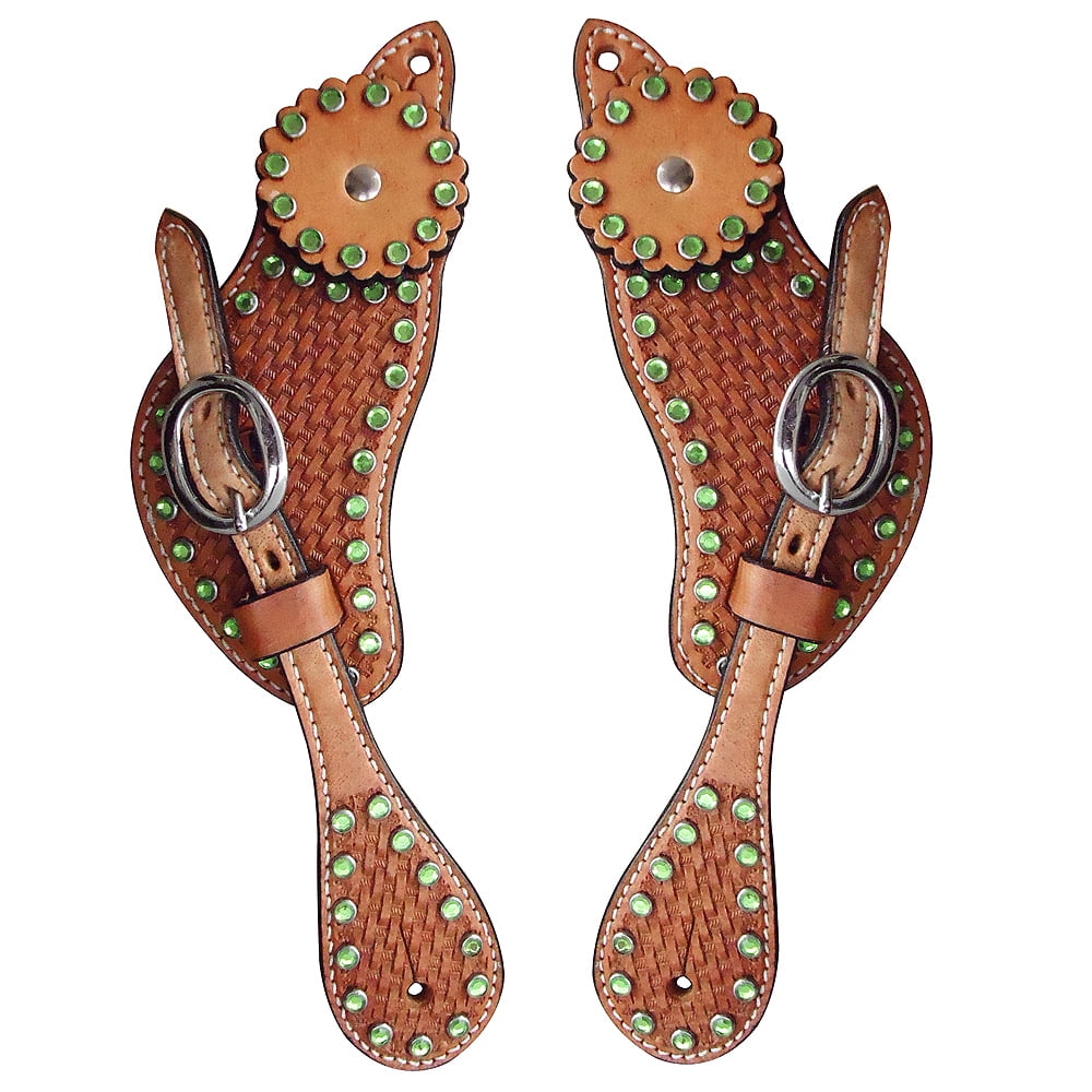Sangles D'éperons En Cuir BE Bar H Pour Adulte - Western Womens Spur Straps - Tan Standard