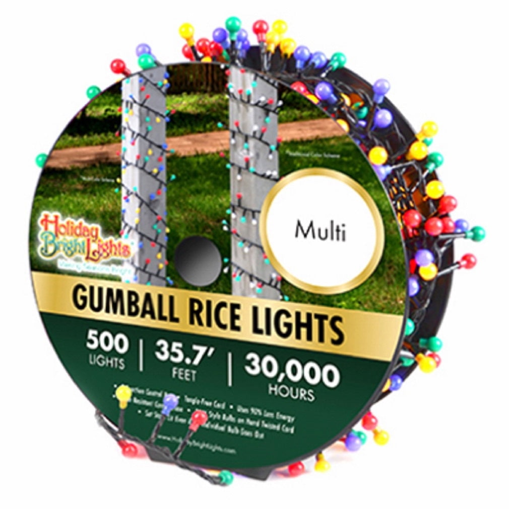 New Holiday bright lights LEDGMBR500GMU Gumball Rice Light Set, 500 Light