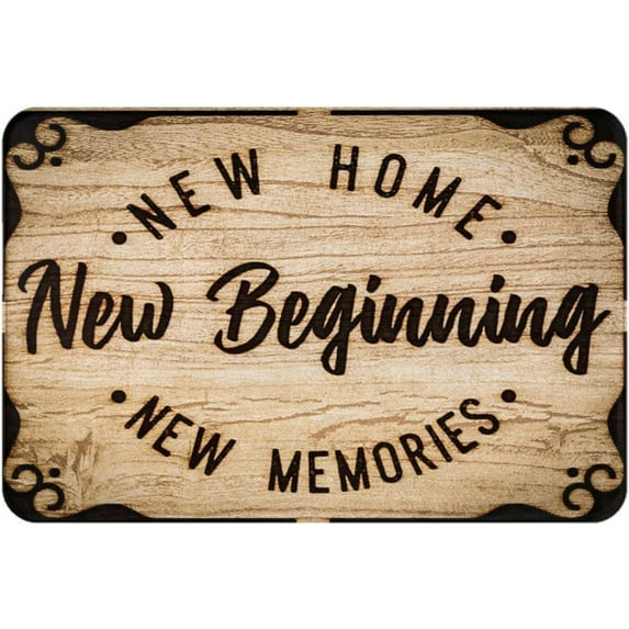 New Home New Beginning New Memories Non-Slip Absorbent Resist Dirt Doormat Entrance Rug Inside Floor Mats for Home Bedroom Kitchen Front Porch 16"×24"