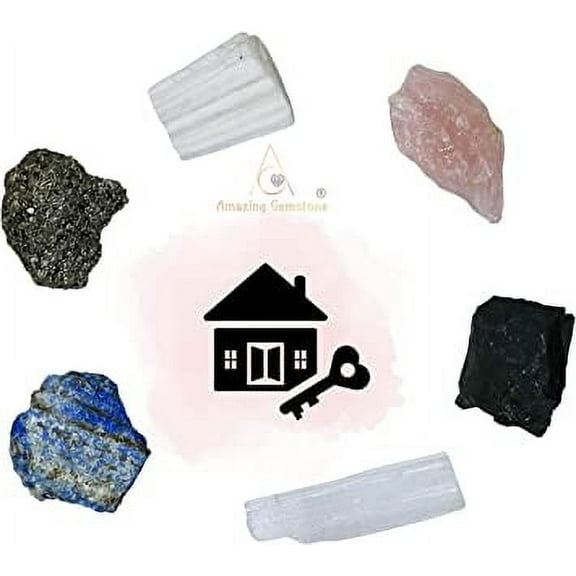 New Home Crystal Stone Set - Lapis Lazuli Selenite Shungite Pyrite Scolecite Rose Quartz