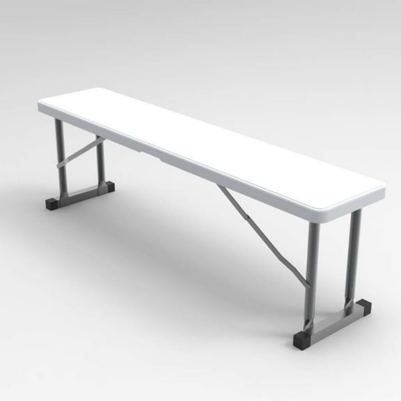 New Home Era 2.75ft Plastic Folding Bench Lightweight and Portable White Resin with Durable Steel Frame, 33x8x16 - Pack of 1
