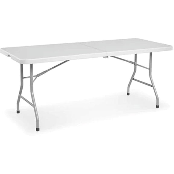 New Home Era Fold Up Table 6 ft Plastic Folding Table for Picnics, Parties, Camping Outdoor Table with Carrying Handle Bi-Fold Rectangular Design Lightweight and Durable - Pack of 10
