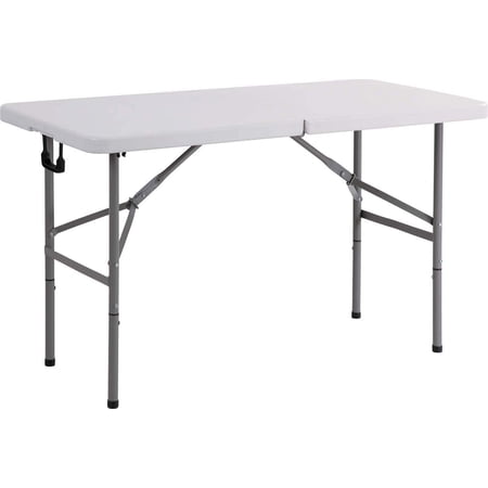 New Home Era Folding Utility Table, 4ft Fold-in-Half Portable Plastic Picnic Party Dining Camp Table
