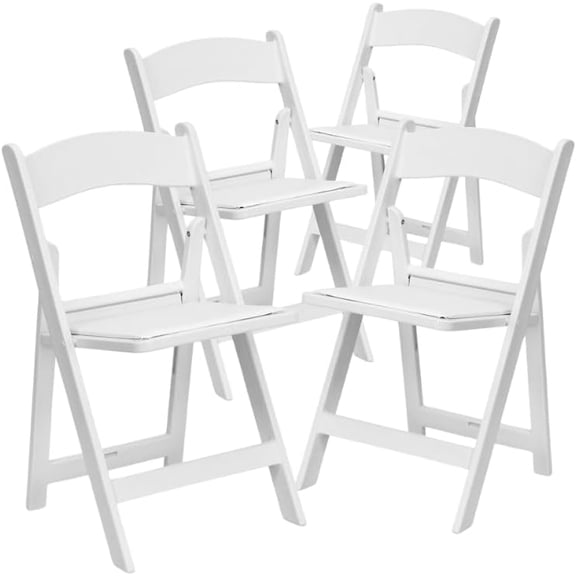 Hercules Series Resin Stackable Folding Chairs, Foldable Chairs with Padded Seats, 800LB Capacity Folding Chairs for Indoor/Outdoor Events, Comfortable and Lightweight Folding Chairs, White (4 Pack)