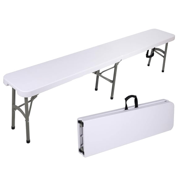 New Home Era Plastic Folding Bench - Portable Bench Used for Indoor, Outdoor, Picnic, Party, Camping, Dining Seat, Garden Soccer Multipurpose Entertaining Activities, White (1, 8 Feet)