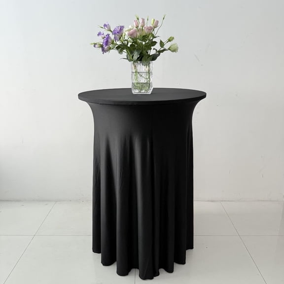 New Home Era Premium Table Cloth Cover with Skirt Spandex Fitted Tablecloth for High Top Tables, Ideal for Wedding, Banquet, Trade Show & Party Decor (6, Black)
