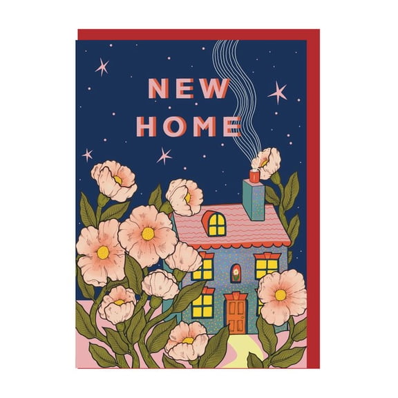 New Home Greeting Card – Beautiful Floral Design with “New Home” Text – Envelope Included, Blank Inside – Perfect for Housewarming Gifts and Celebrations