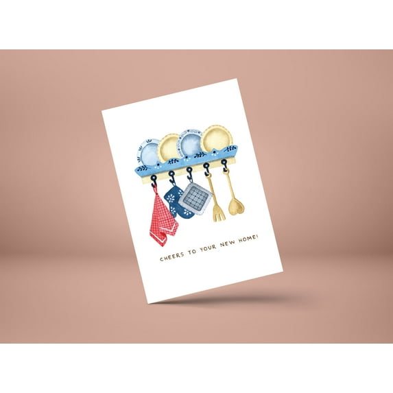 New Home Greeting Card – “Cheers to Your New Home!” Cozy Kitchen Design – Perfect Card for Housewarming Celebrations, Blank Inside with Envelope Included