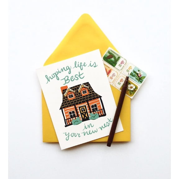 New Home Greeting Card Hoping Life is Best in Your New Nest Blank Inside, Envelope Included Perfect Card for Housewarming, Moving or Congratulations