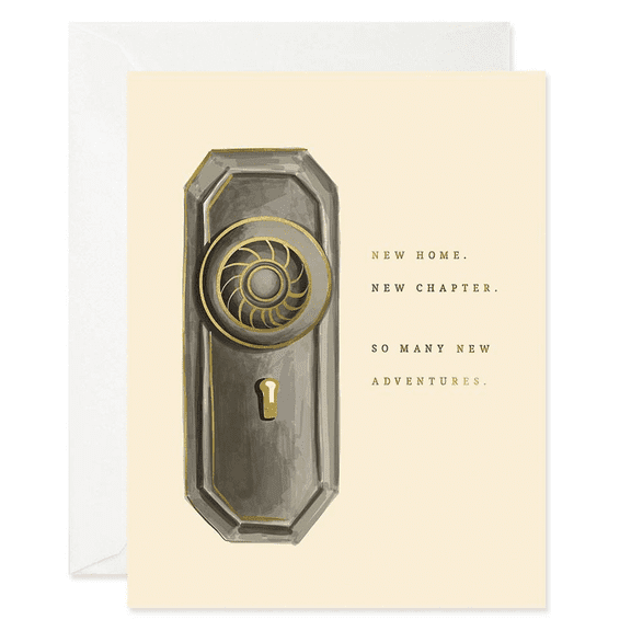 New Home Greeting Card "New Home, New Chapter" Inspirational Keyhole Design Blank Inside, Envelope Included Ideal for Housewarming Celebrations