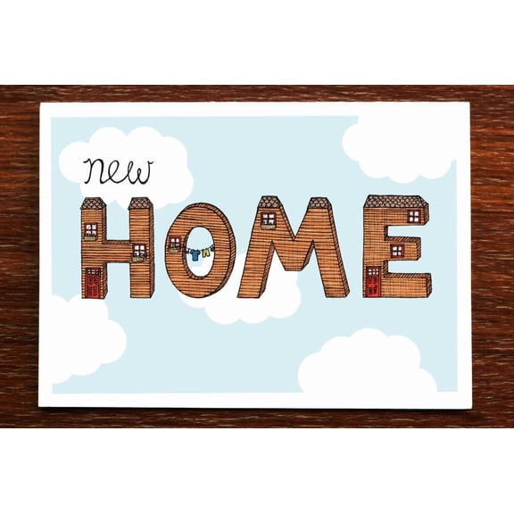 New Home Greeting Card  Whimsical House Design with Clouds  Perfect for Housewarming Gifts, Congratulations, or New Beginnings  Envelope Included