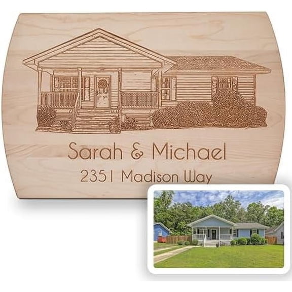 for New Homeowners - Personalized Wood Cutting Board - Laser Engraved Custom Chopping Boards - Christmas Housewarming Gift - Realtor Closing Gift for Clients$$Home Decor, Kitchen, & Other
