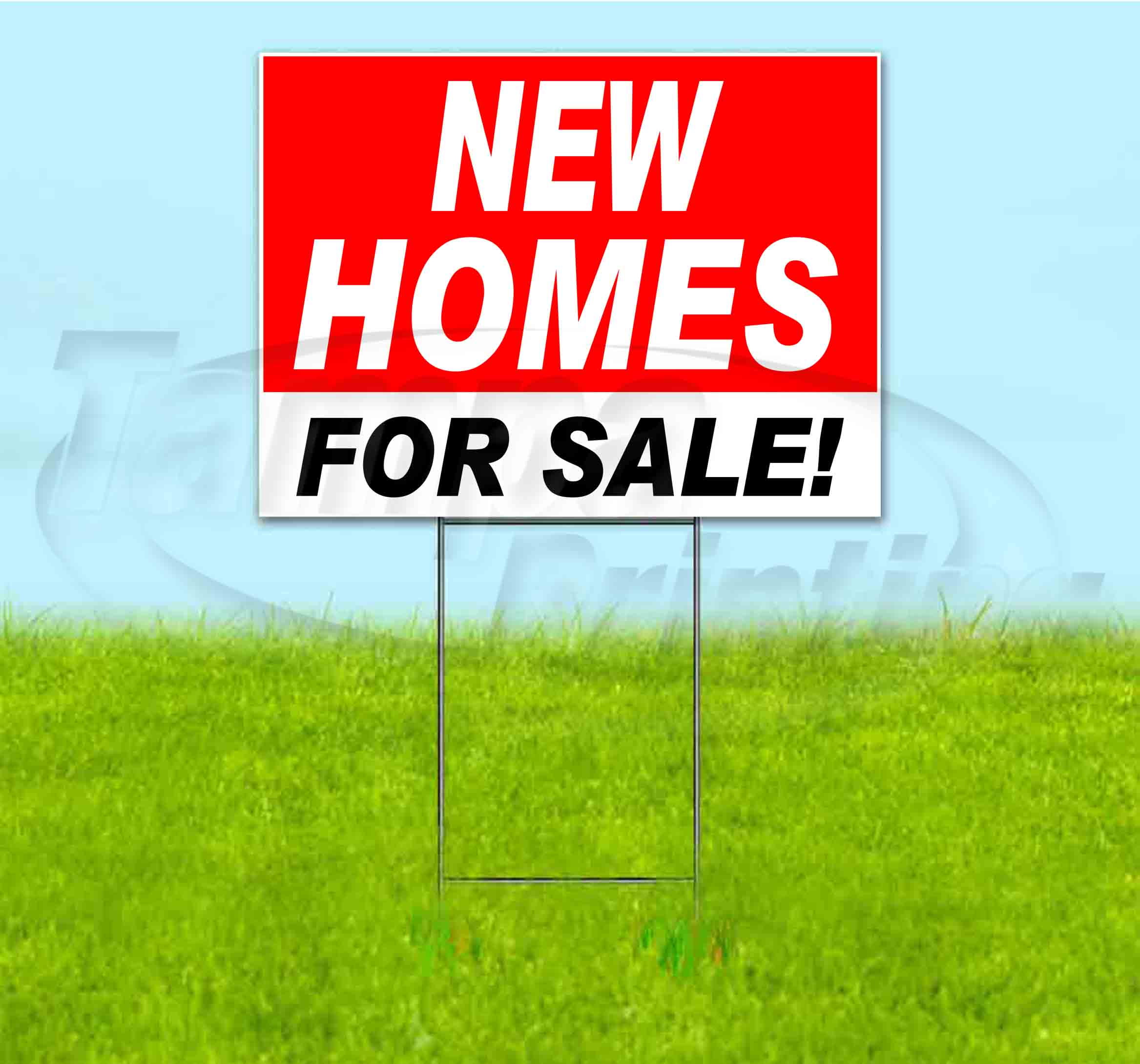 New Homes For Sale (18" x 24") Yard Sign, Includes Metal Step Stake