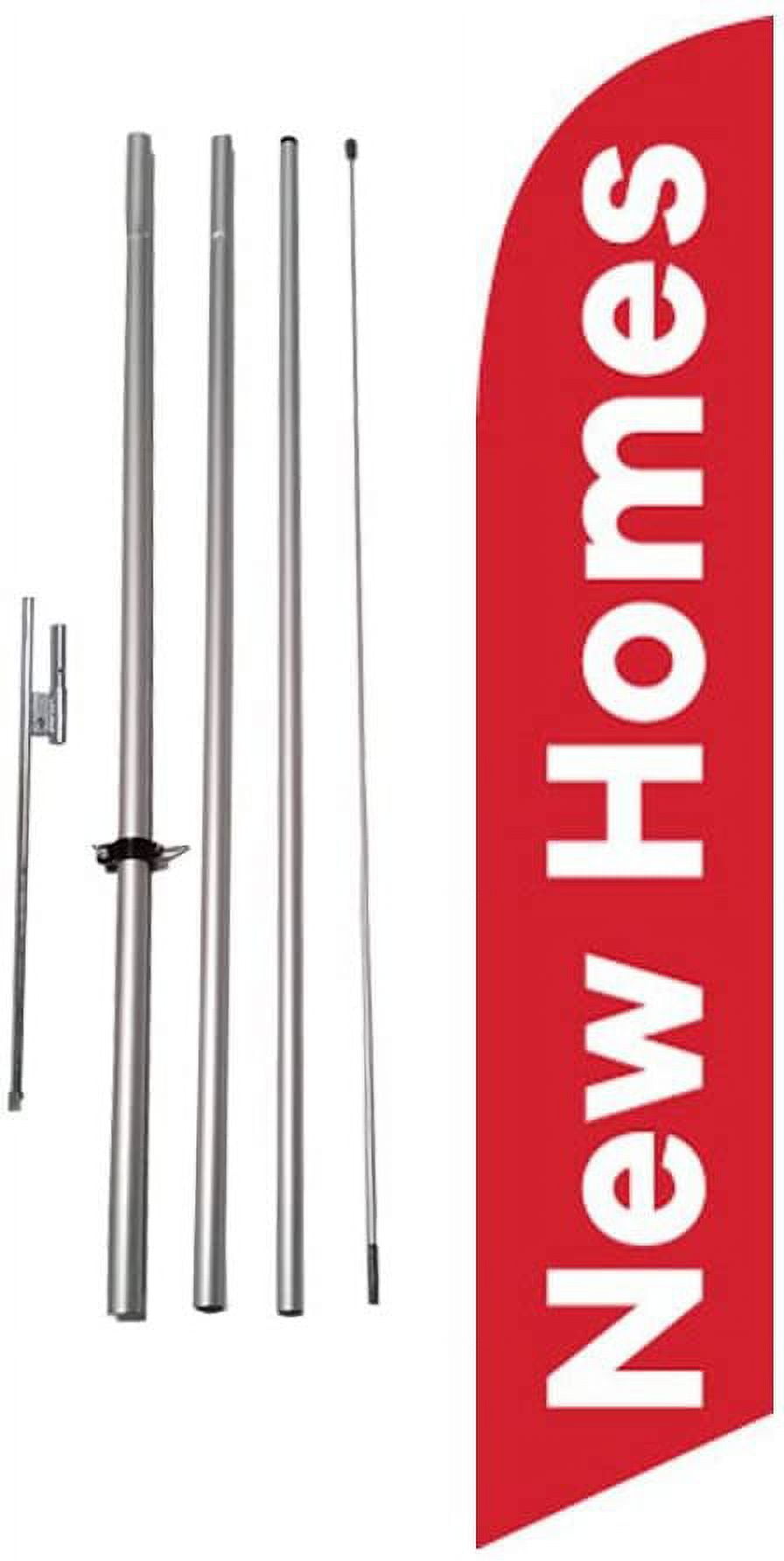 New Homes Real Estate Advertising Feather Banner Swooper Flag Sign with Flag Pole Kit and Ground Stake