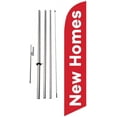 thumbnail image 1 of New Homes Real Estate Advertising Feather Banner Swooper Flag Sign with Flag Pole Kit and Ground Stake, 1 of 4