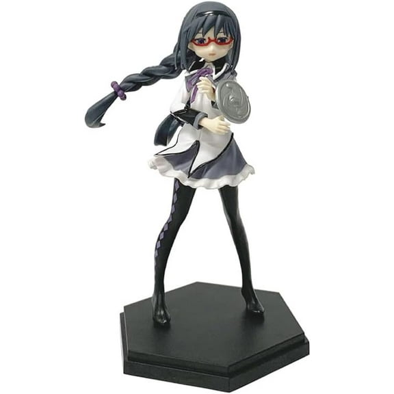 New Homura Akemi Figure, Glasses Homura Akemi Figurine 17cm/6.7inch Handmade PVC Character Model Collectible Handicrafts for Anime Fans Gift