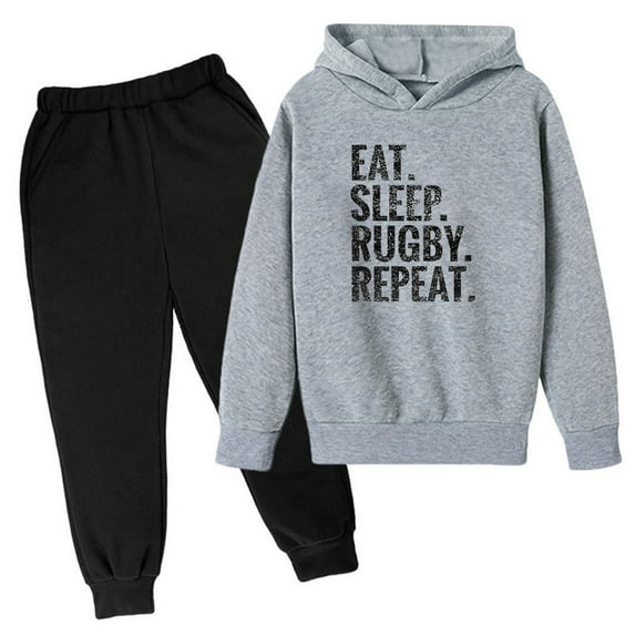 New Hooded Sweatshirt Football Letter Printed Hoodie Pants Children's Casual Two Piece Fashion Trend American Football Fans Sports Gift Sweatsuits