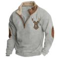 thumbnail image 1 of New Hoodless Half Zip Men's Sweatshirt – Retro Fashion Slim Fit Comfortable Versatile Casual Pullover Top,L,Light Gray, 1 of 4