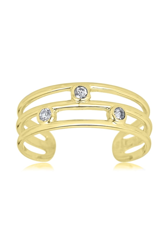 14k Yellow Gold Plated 925 Silver 0.15 Ct Round Cut Diamond Adjustable Foot Jewelry Toe Ring