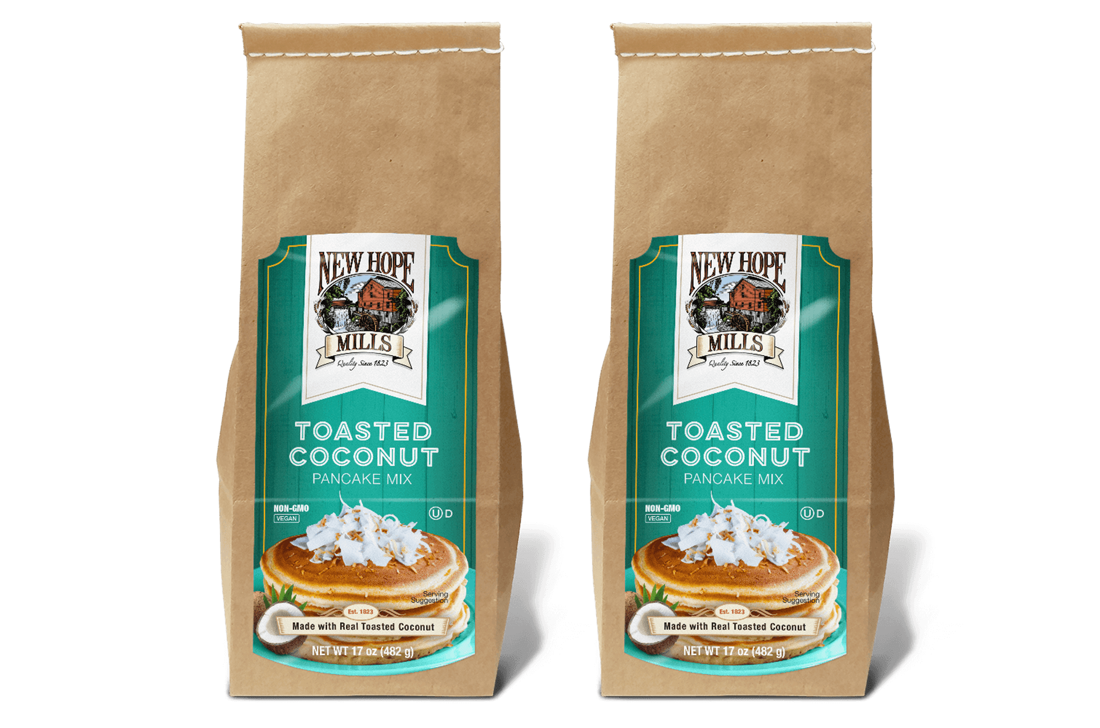 New Hope Mills Toasted Coconut Pancake Mix, 2Pack 17 oz. Bags