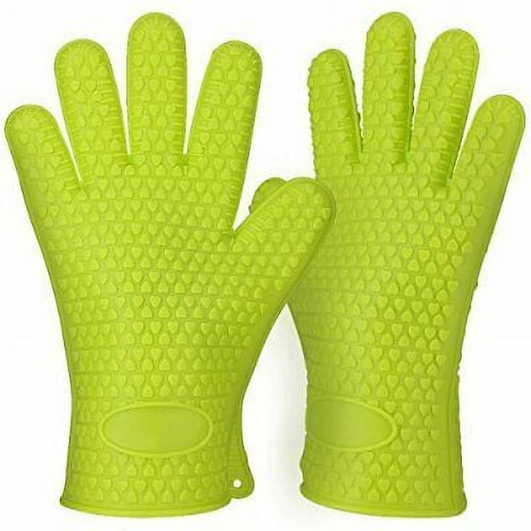 New Hot Sale Oven Mitts Gloves MAX Heat Resistant Silicone BBQ Grill Gloves  for Cooking Baking Barbecue Potholder-Green