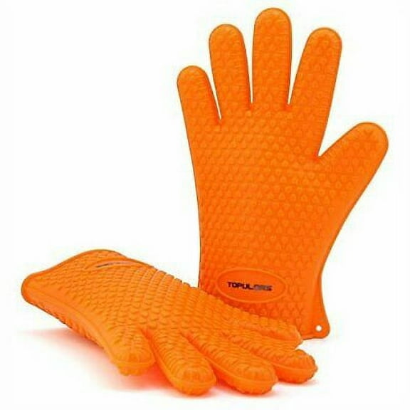 New Hot Sale Oven Mitts Gloves MAX Heat Resistant Silicone BBQ Grill Gloves for Cooking Baking Barbecue Potholder-Orange