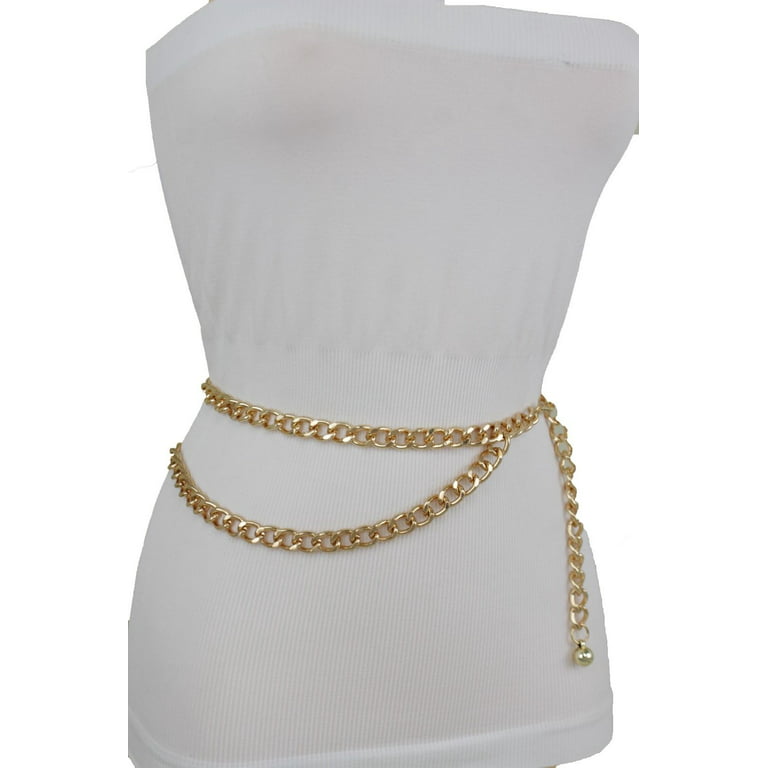 New Hot Women Belt Gold Metal Chain Links Hip Waist Fashion Accessories  XS-M 