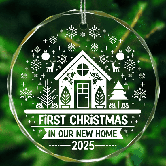Ornaments by Design First Home Ornament 2025 – Housewarming Gifts for New Home, First Christmas in New Home Ornament 2025, New House Gift Glass Ornament.
