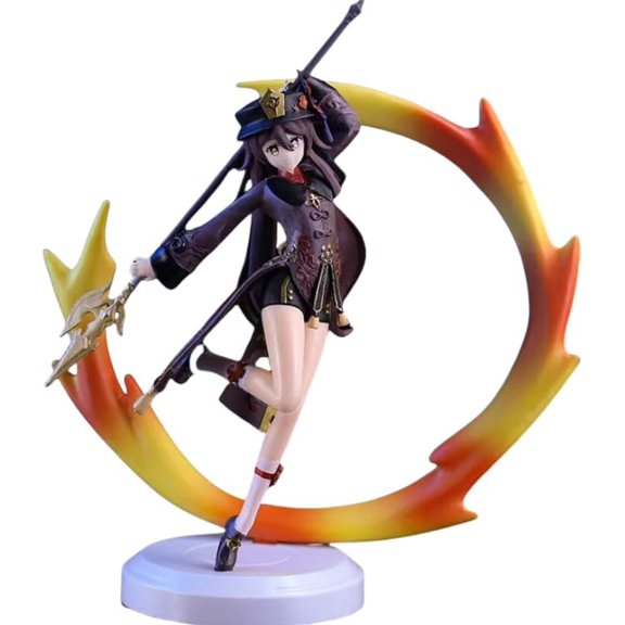 New Hu Tao Figure Fighting Flame Genshin Impact Hu Tao Figurine 24cm/9.4nch Handmade PVC Game Character Model Statue Collectible Craft Gift