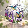 thumbnail image 1 of New Hummingbird Stained Glass Suncatcher, Light-Catching Window Hanging, Bird Glass Art, Gift for Mom or Grandma, Sympathy Memory Gift, 1 of 4