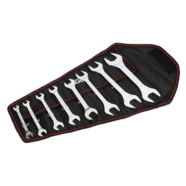Hyper Tough 8-Piece Thin Open-End Metric Wrench Set with Organization Pouch (mm)