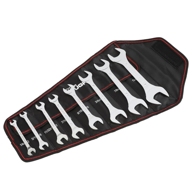 Hyper Tough 8-Piece Thin Open-End Wrench Set with Organization Pouch (SAE)