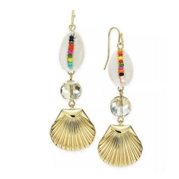 New INC Seashell Beads Crystal Classy Beach Design Fashion Earrings 29.50 New with box/tags